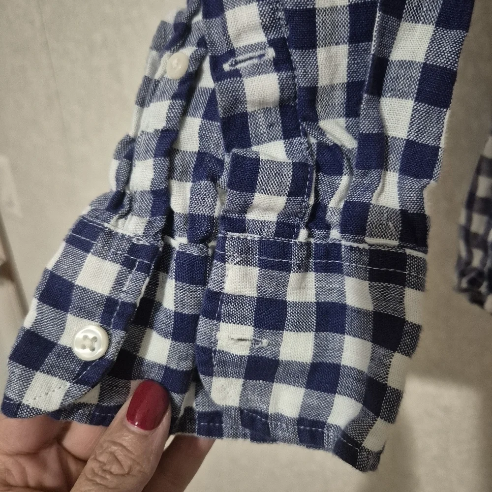 J,CREW Men's Blue Checkered Shirt...SIZE:M